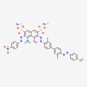 Disodium 4-amino-5-hydroxy-6-((4'-((4-hydroxyphenyl)azo)-3,3'-dimethyl(1,1'-biphenyl)-4-yl)azo)-3-((4-nitrophenyl)azo)naphthalene-2,7-disulphonate