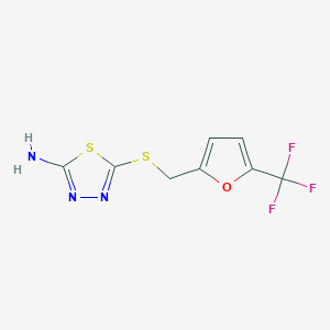 molecular formula C8H6F3N3OS2 B1447886 5-({[5-(三氟甲基)-2-呋喃基]甲基}硫代)-1,3,4-噻二唑-2-胺 CAS No. 1993122-63-6