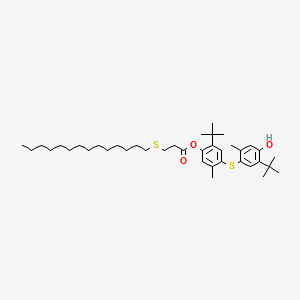 molecular formula C39H62O3S2 B14478865 2-(1,1-Dimethylethyl)-4-((5-(1,1-dimethylethyl)-4-hydroxy-2-methylphenyl)thio)-5-methylphenyl 3-(tetradecylthio)propionate CAS No. 71982-41-7