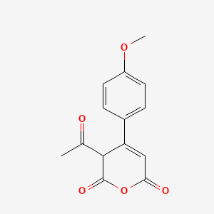 molecular formula C14H12O5 B14479102 3-Acetyl-4-(4-methoxyphenyl)-2H-pyran-2,6(3H)-dione CAS No. 67074-99-1