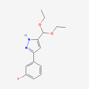 molecular formula C14H17FN2O2 B1447911 3-(二乙氧甲基)-5-(3-氟苯基)-1H-吡唑 CAS No. 1414326-30-9