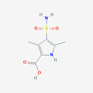 molecular formula C7H10N2O4S B1447913 3,5-二甲基-4-磺酰胺基-1H-吡咯-2-羧酸 CAS No. 1394041-61-2