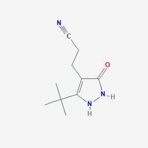 molecular formula C10H15N3O B1447931 3-(3-叔丁基-5-羟基-1H-吡唑-4-基)丙腈 CAS No. 1414325-59-9
