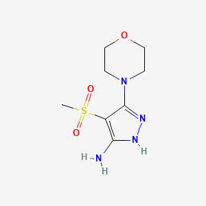 molecular formula C8H14N4O3S B1447935 4-甲磺酰基-3-(吗啉-4-基)-1H-吡唑-5-胺 CAS No. 1415138-74-7