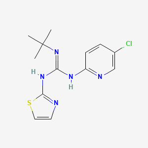 molecular formula C13H16ClN5S B14479415 Guanidine, 1-tert-butyl-2-(5-chloro-2-pyridyl)-3-(2-thiazolyl)- CAS No. 72041-80-6