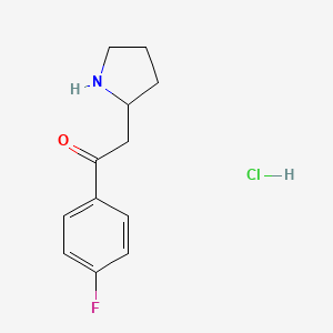 molecular formula C12H15ClFNO B1447946 1-(4-Fluorophenyl)-2-(pyrrolidin-2-yl)ethan-1-one hydrochloride CAS No. 1423031-75-7
