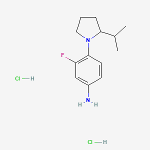 molecular formula C13H21Cl2FN2 B1447951 3-Fluoro-4-[2-(propan-2-yl)pyrrolidin-1-yl]aniline dihydrochloride CAS No. 1432679-70-3