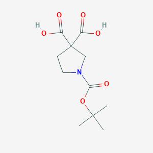 molecular formula C11H17NO6 B1447958 1-[(Tert-butoxy)carbonyl]pyrrolidine-3,3-dicarboxylic acid CAS No. 1432679-01-0