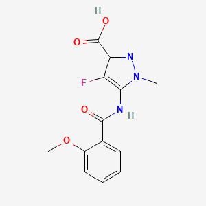molecular formula C13H12FN3O4 B1447989 4-氟-5-(2-甲氧基苯甲酰氨基)-1-甲基-1H-吡唑-3-羧酸 CAS No. 1707392-95-7
