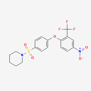 molecular formula C18H17F3N2O5S B1447994 1-({4-[4-硝基-2-(三氟甲基)苯氧基]-苯基}磺酰)哌啶 CAS No. 1858240-22-8