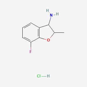 molecular formula C9H11ClFNO B1448031 7-Fluoro-2-methyl-2,3-dihydro-1-benzofuran-3-amine hydrochloride CAS No. 1394731-33-9