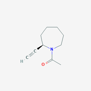 molecular formula C10H15NO B144804 1-[(2R)-2-Ethynylazepan-1-yl]ethanone CAS No. 128960-05-4