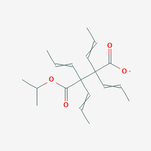 molecular formula C19H27O4- B14480548 3-{[(Propan-2-yl)oxy]carbonyl}-2,2,3-tri(prop-1-en-1-yl)hex-4-enoate CAS No. 64911-64-4