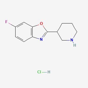 molecular formula C12H14ClFN2O B1448067 6-氟-2-(哌啶-3-基)-1,3-苯并恶唑盐酸盐 CAS No. 1423024-73-0
