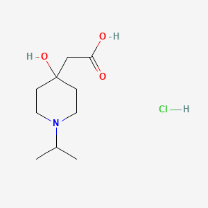 molecular formula C10H20ClNO3 B1448070 2-[4-Hydroxy-1-(propan-2-yl)piperidin-4-yl]acetic acid hydrochloride CAS No. 1423028-21-0