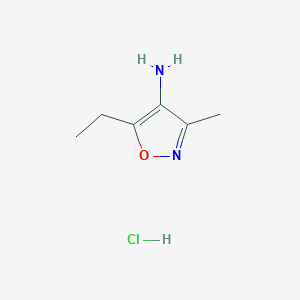 molecular formula C6H11ClN2O B1448071 5-Ethyl-3-methyl-1,2-oxazol-4-amine hydrochloride CAS No. 1423034-25-6