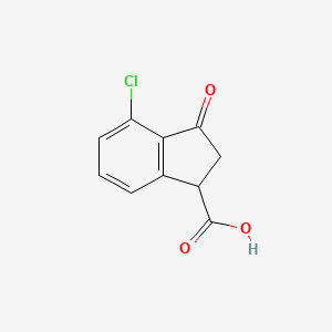 molecular formula C10H7ClO3 B14480714 4-Chloro-3-oxo-2,3-dihydro-1H-indene-1-carboxylic acid CAS No. 66041-32-5