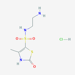 molecular formula C6H12ClN3O3S2 B1448076 N-(2-aminoethyl)-4-methyl-2-oxo-2,3-dihydro-1,3-thiazole-5-sulfonamide hydrochloride CAS No. 1423034-87-0