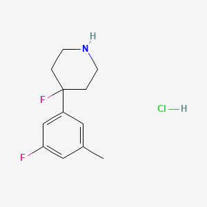 molecular formula C12H16ClF2N B1448099 4-Fluoro-4-(3-fluoro-5-methylphenyl)piperidine hydrochloride CAS No. 1803603-61-3