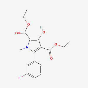 molecular formula C17H18FNO5 B1448130 Diethyl 5-(3-fluorophenyl)-3-hydroxy-1-methyl-1H-pyrrole-2,4-dicarboxylate CAS No. 1263215-38-8