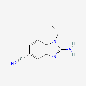 molecular formula C10H10N4 B1448140 2-amino-1-ethyl-1H-1,3-benzodiazole-5-carbonitrile CAS No. 1379351-42-4