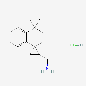 molecular formula C15H22ClN B1448201 4',4'-dimethyl-3',4'-dihydro-2'H-spiro[cyclopropane-1,1'-naphthalene]-2-ylmethanamine hydrochloride CAS No. 1432679-84-9