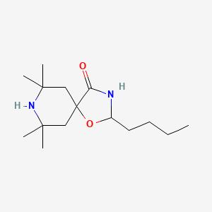 molecular formula C15H28N2O2 B14482117 2-Butyl-7,7,9,9-tetramethyl-1-oxa-3,8-diazaspiro[4.5]decan-4-one CAS No. 64337-90-2