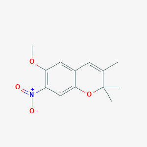 molecular formula C13H15NO4 B14482328 6-Methoxy-2,2,3-trimethyl-7-nitro-2H-1-benzopyran CAS No. 65837-76-5