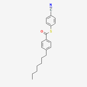 molecular formula C21H23NOS B14482583 Benzenecarbothioic acid, 4-heptyl-, S-(4-cyanophenyl) ester CAS No. 64408-99-7