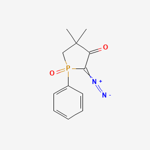 molecular formula C12H13N2O2P B14482630 2-Diazonio-4,4-dimethyl-1-oxo-1-phenyl-4,5-dihydro-1H-1lambda~5~-phosphol-3-olate CAS No. 67501-47-7