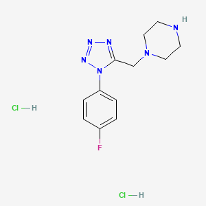 molecular formula C12H17Cl2FN6 B1448266 1-{[1-(4-fluorophenyl)-1H-tetrazol-5-yl]methyl}piperazine dihydrochloride CAS No. 1351614-10-2