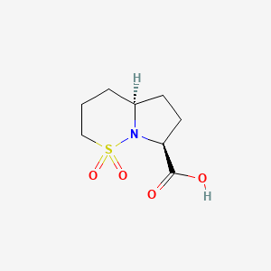 molecular formula C8H13NO4S B1448313 (4aR,7S)-hexahydro-2H-pyrrolo[1,2-b][1,2]thiazine-7-carboxylic acid 1,1-dioxide CAS No. 1316754-63-8