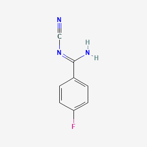 molecular formula C8H6FN3 B1448327 N'-cyano-4-fluorobenzene-1-carboximidamide CAS No. 1431559-89-5