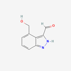 molecular formula C9H8N2O2 B1448338 4-Hydroxymethyl-1H-indazole-3-carboxaldehyde CAS No. 1352393-75-9