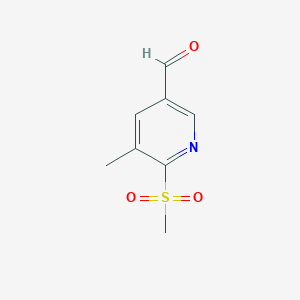 molecular formula C8H9NO3S B1448353 6-甲磺酰基-5-甲基吡啶-3-甲醛 CAS No. 1565845-66-0