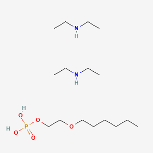 molecular formula C8H19O5P.2C4H11N<br>C16H41N2O5P B14483640 Bis(diethylammonium) 2-(hexyloxy)ethyl phosphate CAS No. 64051-25-8