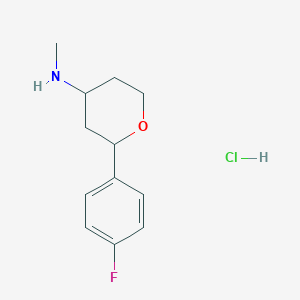 molecular formula C12H17ClFNO B1448385 2-(4-氟苯基)-N-甲基噁烷-4-胺鹽酸鹽 CAS No. 1461714-03-3