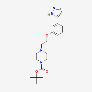 molecular formula C20H28N4O3 B1448387 1-叔丁氧羰基-4-[2-(吡唑-3-基)苯氧基]乙基哌嗪 CAS No. 1308645-70-6