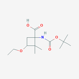 molecular formula C14H25NO5 B1448389 1-[{[(叔丁氧基)羰基]氨基}-3-乙氧基-2,2-二甲基环丁烷-1-羧酸 CAS No. 1796908-88-7