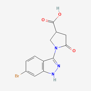 molecular formula C12H10BrN3O3 B1448397 1-(6-溴-1H-吲哚-3-基)-5-氧代吡咯烷-3-羧酸 CAS No. 1785761-82-1