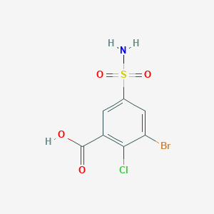 molecular formula C7H5BrClNO4S B1448408 3-Bromo-2-chloro-5-sulfamoylbenzoic acid CAS No. 1461707-46-9