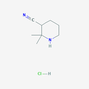 molecular formula C8H15ClN2 B1448410 2,2-Dimethylpiperidine-3-carbonitrile hydrochloride CAS No. 1374658-07-7