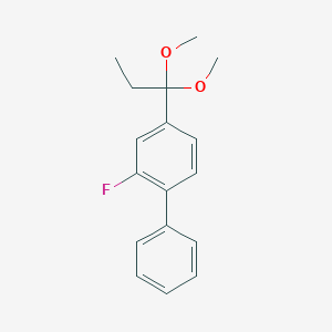 molecular formula C17H19FO2 B14484177 4-(1,1-Dimethoxypropyl)-2-fluoro-1,1'-biphenyl CAS No. 66202-90-2