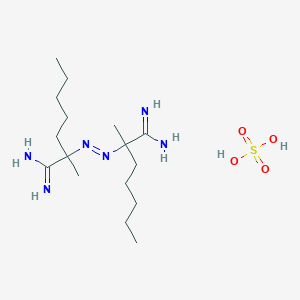 molecular formula C16H36N6O4S B14484398 2-[(1-Amino-1-imino-2-methylheptan-2-yl)diazenyl]-2-methylheptanimidamide;sulfuric acid CAS No. 63994-11-6