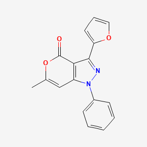 molecular formula C17H12N2O3 B14484864 3-(Furan-2-yl)-6-methyl-1-phenylpyrano[4,3-c]pyrazol-4(1H)-one CAS No. 64489-99-2