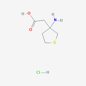 molecular formula C6H12ClNO2S B1448509 2-(3-氨基硫杂环丙烷-3-基)乙酸盐酸盐 CAS No. 1797015-33-8