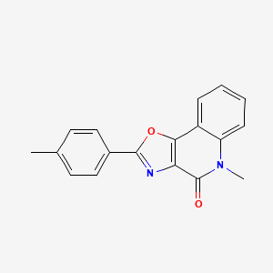 molecular formula C18H14N2O2 B14485101 Oxazolo[4,5-c]quinolin-4(5H)-one, 5-methyl-2-(4-methylphenyl)- CAS No. 65161-65-1