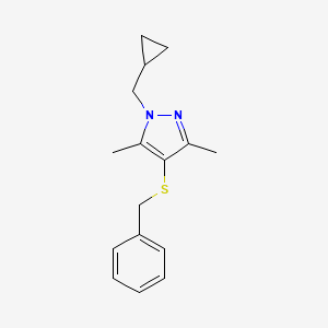 molecular formula C16H20N2S B1448521 4-(benzylsulfanyl)-1-(cyclopropylmethyl)-3,5-dimethyl-1H-pyrazole CAS No. 1803598-31-3