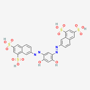 molecular formula C26H18N4O14S4 B14485289 1,3-Naphthalenedisulfonic acid, 7,7'-[(4,6-dihydroxy-1,3-phenylene)bis(azo)]bis- CAS No. 65151-32-8