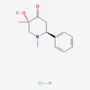 4-Piperidone, 1-equatorial,3-equatorial-dimethyl-3-axial-hydroxy-6-equatorial-phenyl-, hydrochloride